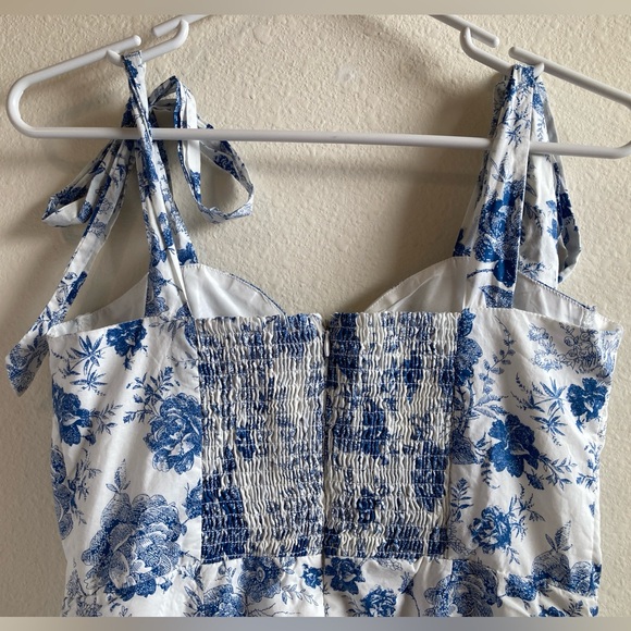 Audrey Parks for Francesca’s Blue Floral Tie-Shoulder Dress - Picture 6 of 9